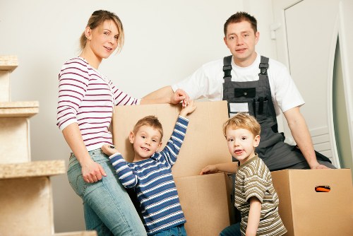 Packed home items ready for storage in Southall